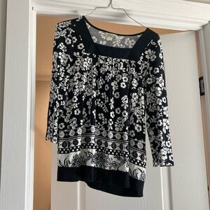 Christopher & Banks Black and White Floral Tunic
